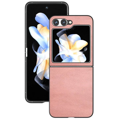For Samsung Galaxy Z Flip6 5G Case Cowhide Texture Hard PC+PU Leather Phone Shell