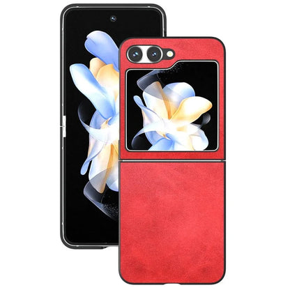 For Samsung Galaxy Z Flip6 5G Case Cowhide Texture Hard PC+PU Leather Phone Shell
