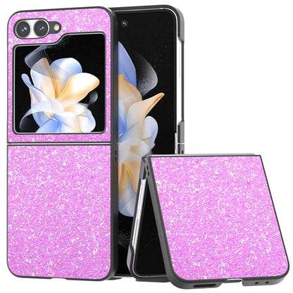 For Samsung Galaxy Z Flip6 5G Case Colored Glitter Leather+PC Shockproof Phone Cover