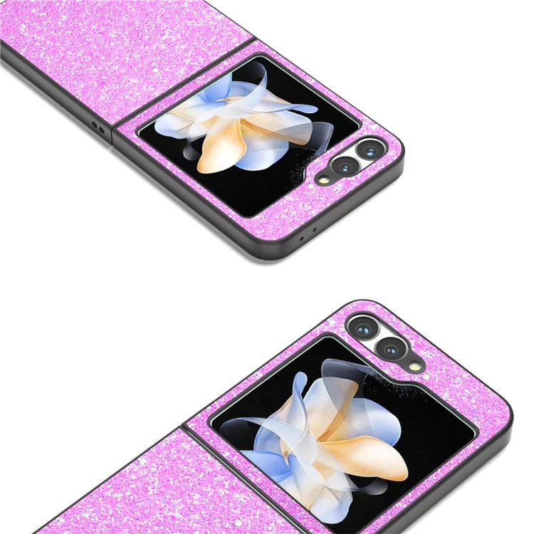 For Samsung Galaxy Z Flip6 5G Case Colored Glitter Leather+PC Shockproof Phone Cover