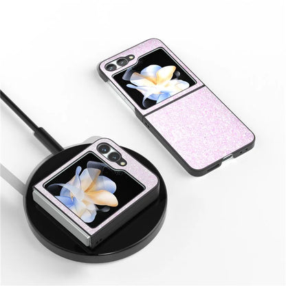 For Samsung Galaxy Z Flip6 5G Case Colored Glitter Leather+PC Shockproof Phone Cover