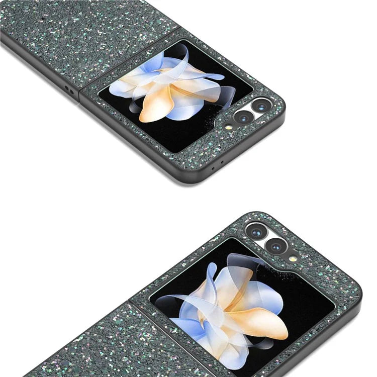 For Samsung Galaxy Z Flip6 5G Case Colored Glitter Leather+PC Shockproof Phone Cover