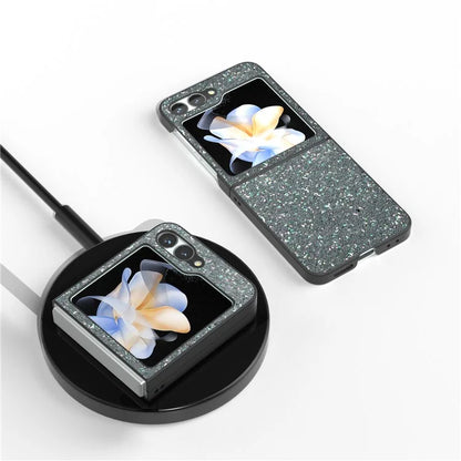 For Samsung Galaxy Z Flip6 5G Case Colored Glitter Leather+PC Shockproof Phone Cover