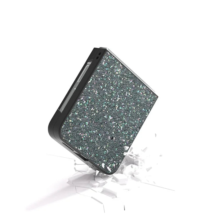 For Samsung Galaxy Z Flip6 5G Case Colored Glitter Leather+PC Shockproof Phone Cover