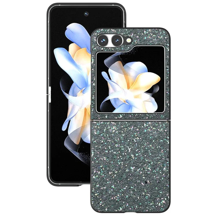 For Samsung Galaxy Z Flip6 5G Case Colored Glitter Leather+PC Shockproof Phone Cover