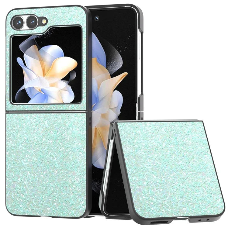 For Samsung Galaxy Z Flip6 5G Case Colored Glitter Leather+PC Shockproof Phone Cover
