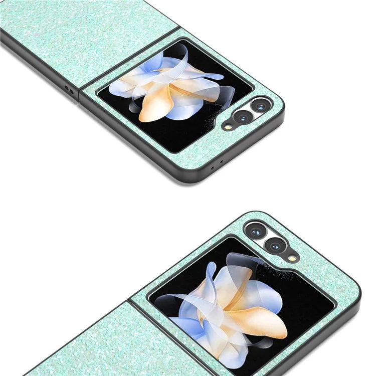 For Samsung Galaxy Z Flip6 5G Case Colored Glitter Leather+PC Shockproof Phone Cover