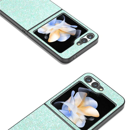 For Samsung Galaxy Z Flip6 5G Case Colored Glitter Leather+PC Shockproof Phone Cover