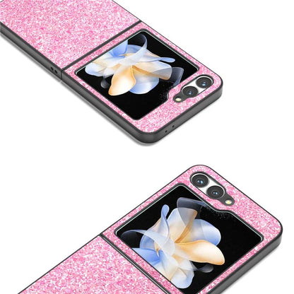 For Samsung Galaxy Z Flip6 5G Case Colored Glitter Leather+PC Shockproof Phone Cover
