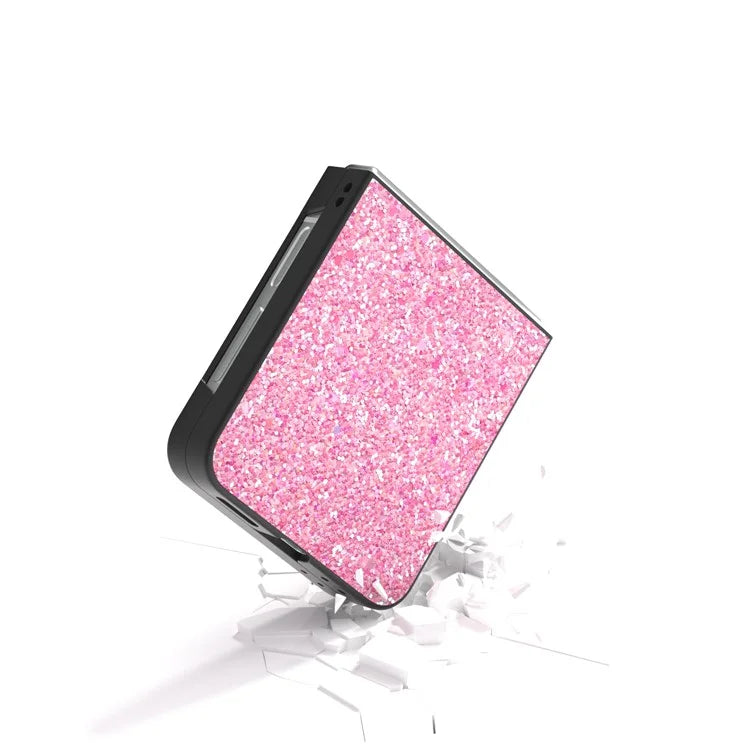 For Samsung Galaxy Z Flip6 5G Case Colored Glitter Leather+PC Shockproof Phone Cover