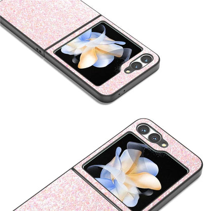 For Samsung Galaxy Z Flip6 5G Case Colored Glitter Leather+PC Shockproof Phone Cover