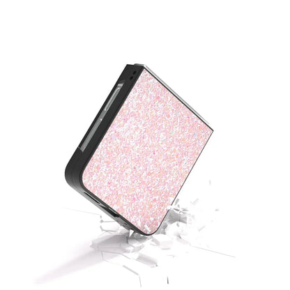 For Samsung Galaxy Z Flip6 5G Case Colored Glitter Leather+PC Shockproof Phone Cover