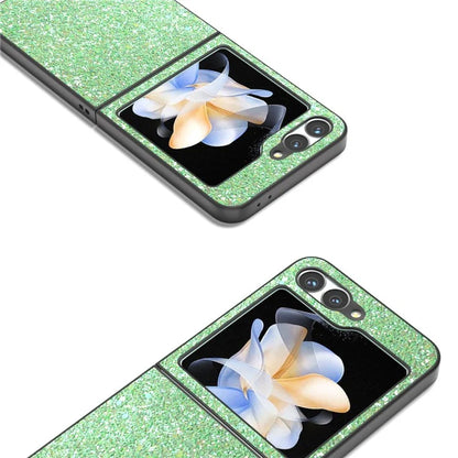 For Samsung Galaxy Z Flip6 5G Case Colored Glitter Leather+PC Shockproof Phone Cover