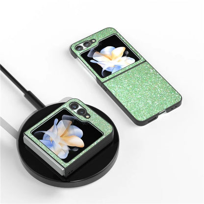 For Samsung Galaxy Z Flip6 5G Case Colored Glitter Leather+PC Shockproof Phone Cover