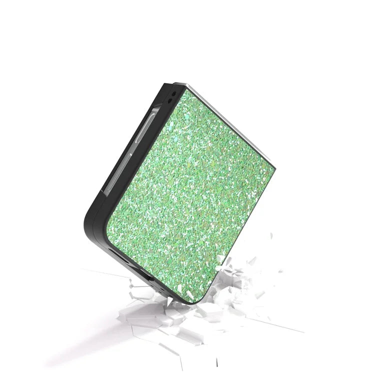 For Samsung Galaxy Z Flip6 5G Case Colored Glitter Leather+PC Shockproof Phone Cover