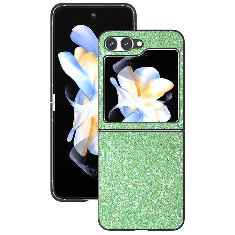 For Samsung Galaxy Z Flip6 5G Case Colored Glitter Leather+PC Shockproof Phone Cover