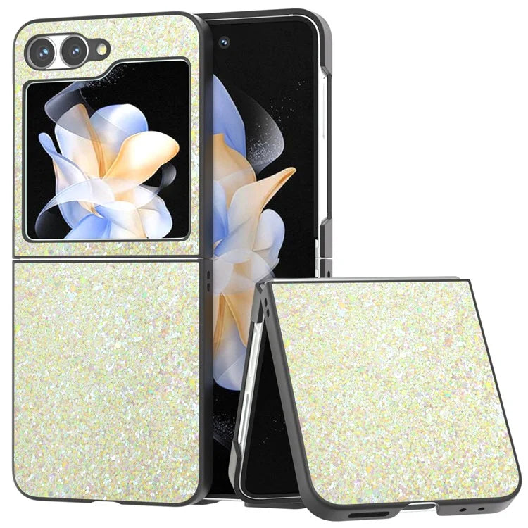 For Samsung Galaxy Z Flip6 5G Case Colored Glitter Leather+PC Shockproof Phone Cover