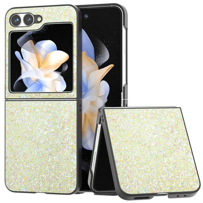 For Samsung Galaxy Z Flip6 5G Case Colored Glitter Leather+PC Shockproof Phone Cover