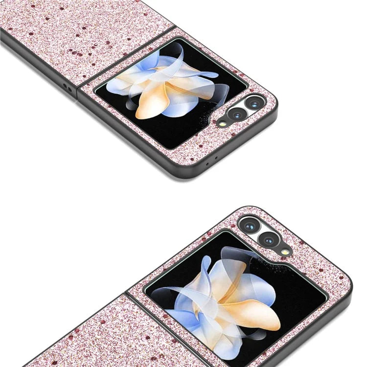 For Samsung Galaxy Z Flip6 5G Case Glitter Leather+PC Phone Cover