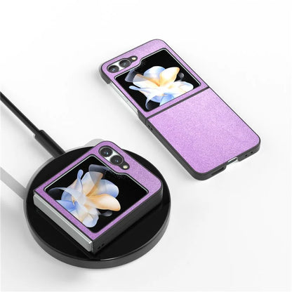 For Samsung Galaxy Z Flip6 5G Case Glitter Leather+PC Phone Cover