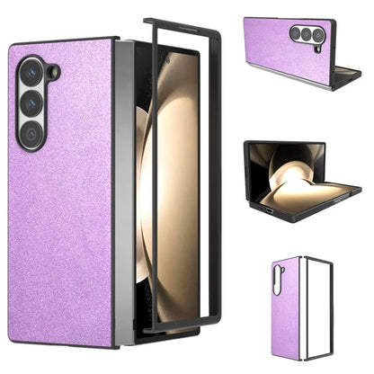 For Samsung Galaxy Z Fold6 5G Case Anti-Drop Glitter Leather+PC Phone Cover