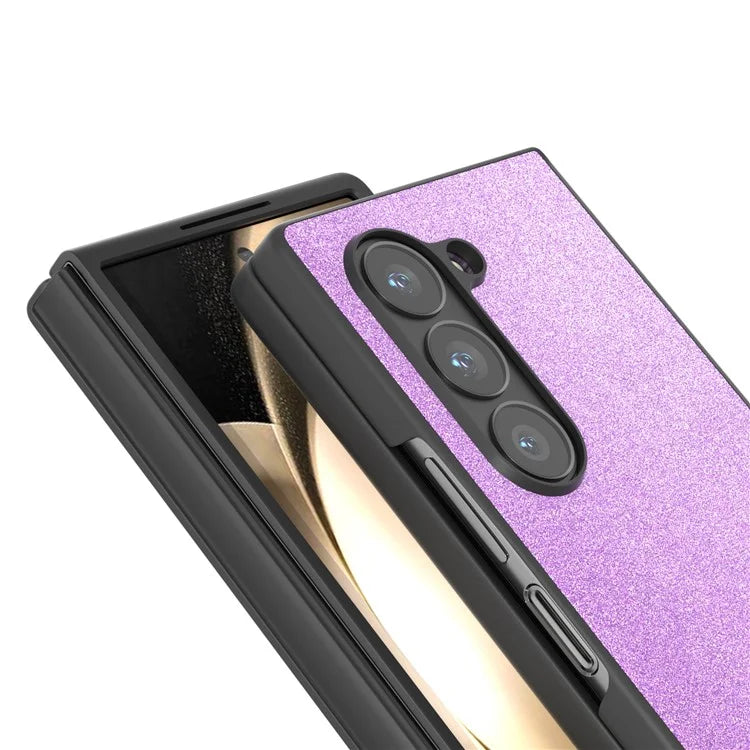 For Samsung Galaxy Z Fold6 5G Case Anti-Drop Glitter Leather+PC Phone Cover