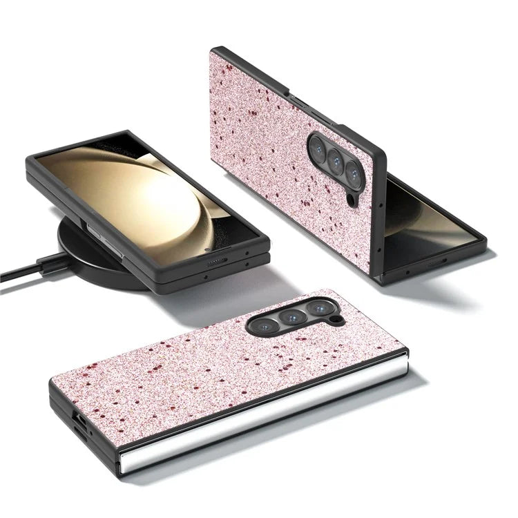 For Samsung Galaxy Z Fold6 5G Case Anti-Drop Glitter Leather+PC Phone Cover