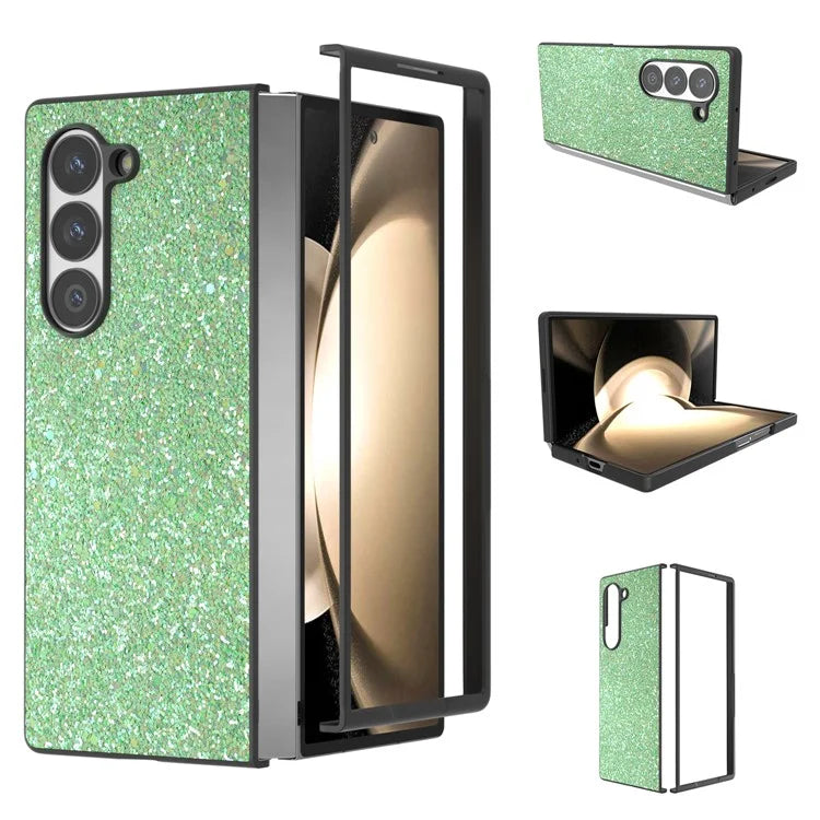 For Samsung Galaxy Z Fold6 5G Case Colored Glitter PU+PC Shockproof Phone Cover