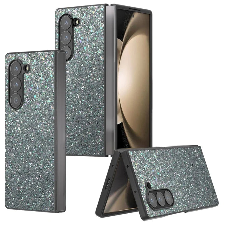 For Samsung Galaxy Z Fold6 5G Case Colored Glitter PU+PC Shockproof Phone Cover