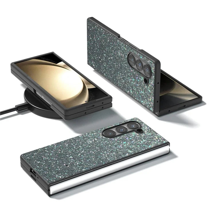For Samsung Galaxy Z Fold6 5G Case Colored Glitter PU+PC Shockproof Phone Cover