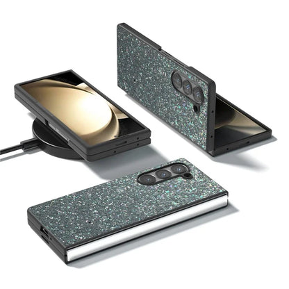 For Samsung Galaxy Z Fold6 5G Case Colored Glitter PU+PC Shockproof Phone Cover