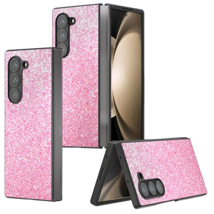 For Samsung Galaxy Z Fold6 5G Case Colored Glitter PU+PC Shockproof Phone Cover
