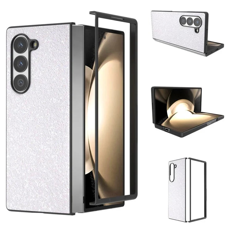 For Samsung Galaxy Z Fold6 5G Case Colored Glitter PU+PC Shockproof Phone Cover
