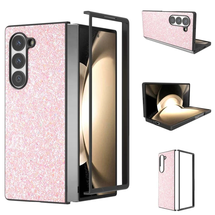 For Samsung Galaxy Z Fold6 5G Case Colored Glitter PU+PC Shockproof Phone Cover