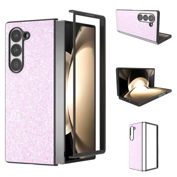 For Samsung Galaxy Z Fold6 5G Case Colored Glitter PU+PC Shockproof Phone Cover