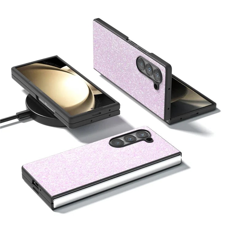 For Samsung Galaxy Z Fold6 5G Case Colored Glitter PU+PC Shockproof Phone Cover