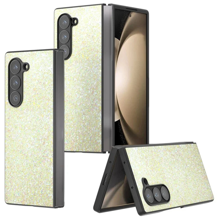 For Samsung Galaxy Z Fold6 5G Case Colored Glitter PU+PC Shockproof Phone Cover