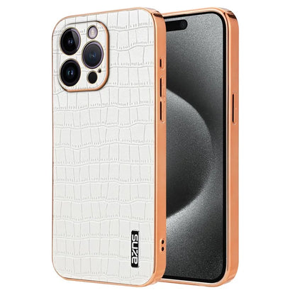 AZNS For iPhone 16 Pro Case Electroplating PU+TPU Phone Cover Crocodile Texture