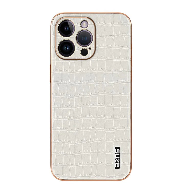 AZNS For iPhone 16 Pro Case Electroplating PU+TPU Phone Cover Crocodile Texture