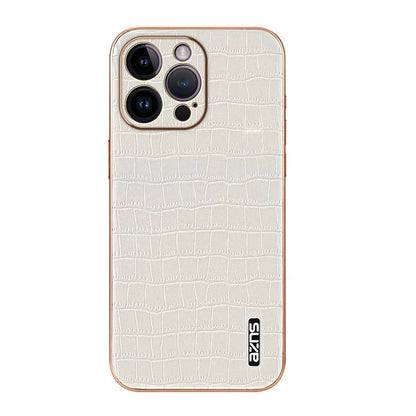 AZNS For iPhone 16 Pro Case Electroplating PU+TPU Phone Cover Crocodile Texture