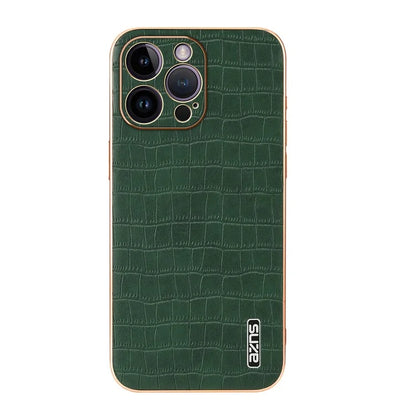 AZNS For iPhone 16 Pro Case Electroplating PU+TPU Phone Cover Crocodile Texture