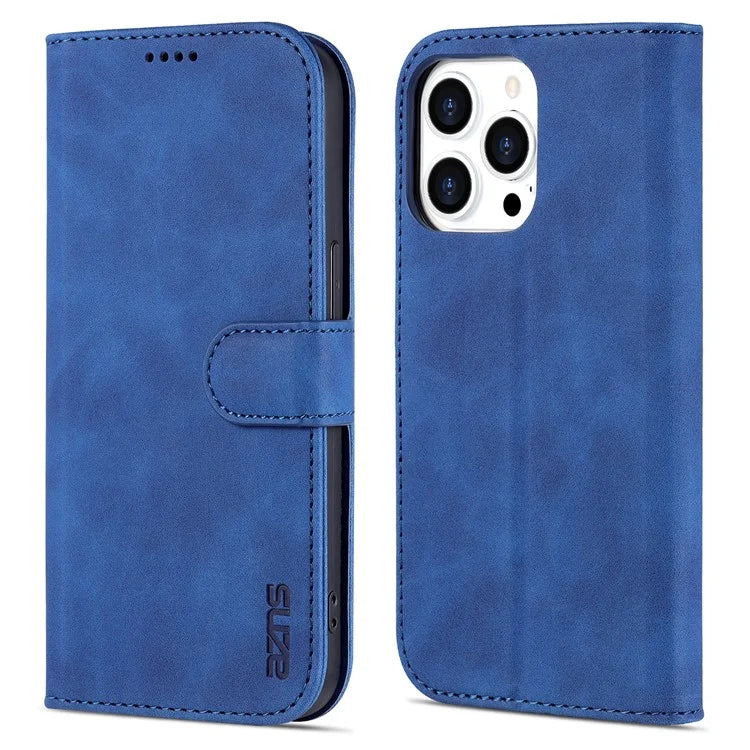 AZNS For iPhone 16 Pro Wallet Case Shockproof PU Leather Phone Cover