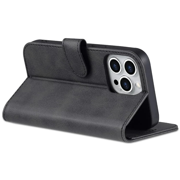 AZNS For iPhone 16 Pro Wallet Case Shockproof PU Leather Phone Cover