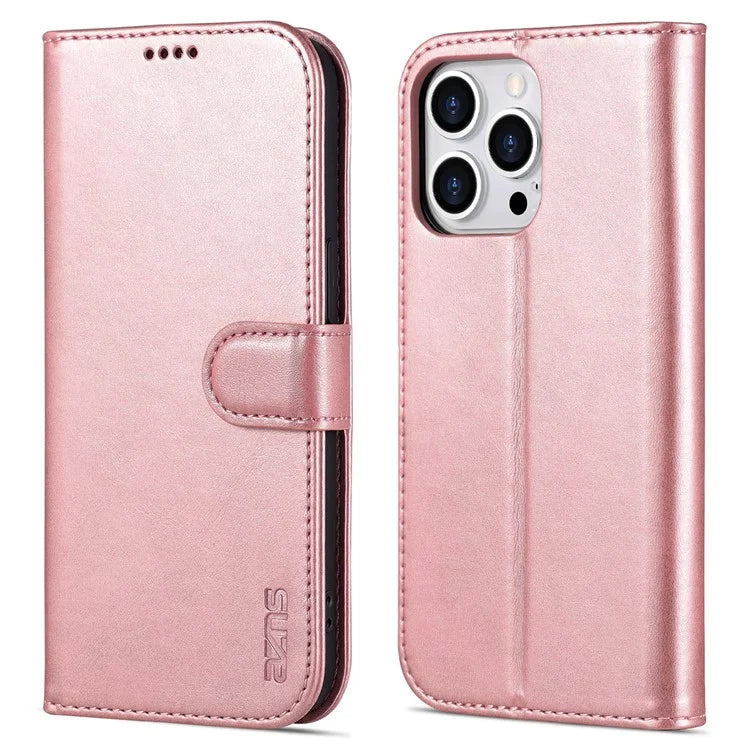 AZNS For iPhone 16 Pro Wallet Case Shockproof PU Leather Phone Cover