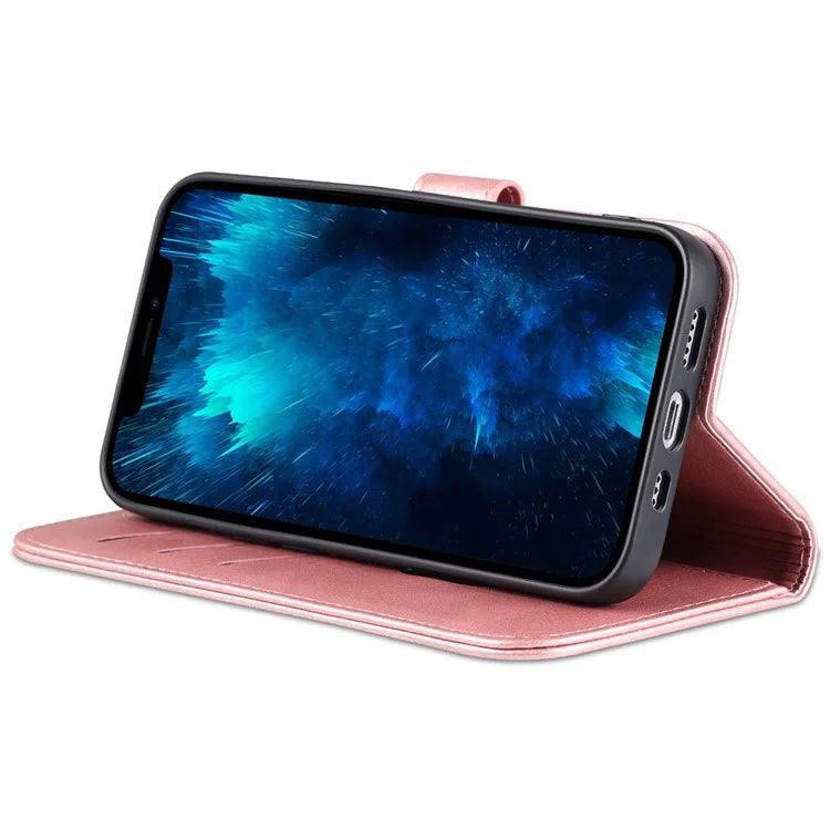 AZNS For iPhone 16 Pro Wallet Case Shockproof PU Leather Phone Cover