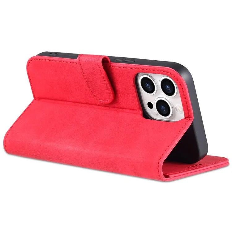 AZNS For iPhone 16 Pro Wallet Case Shockproof PU Leather Phone Cover