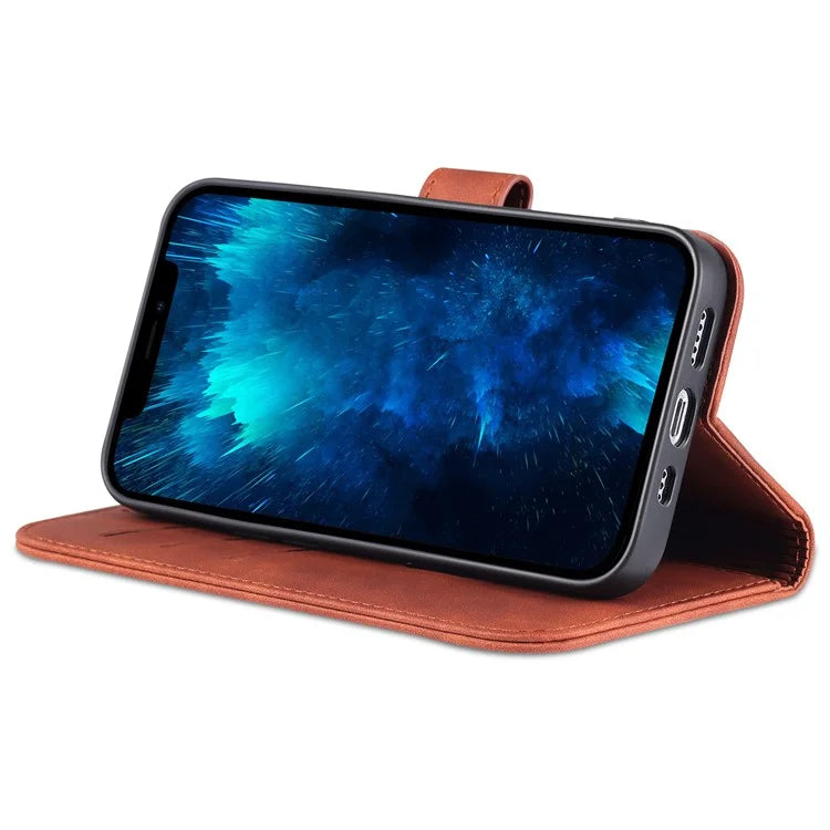 AZNS For iPhone 16 Pro Wallet Case Shockproof PU Leather Phone Cover