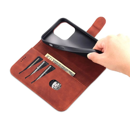 AZNS For iPhone 16 Pro Wallet Case Shockproof PU Leather Phone Cover