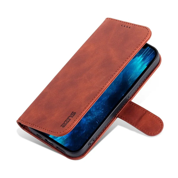 AZNS For iPhone 16 Pro Wallet Case Shockproof PU Leather Phone Cover