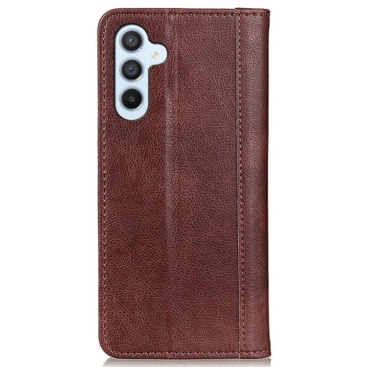 For Samsung Galaxy M35 5G Stand Case Split Leather Litchi Texture Wallet Phone Cover